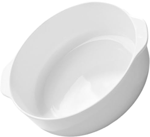 PRETYZOOM Teglia da Forno in Ceramica Bianca 7 con Doppio Manico, Piatto da Portata Decorativo Resistente al Calore per Formaggi, Insalate e Arrosti, Adatto a Microonde, Frigorifero