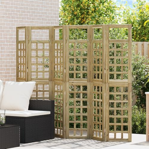 Clôture brise-vue pour extérieur, 6 panneaux en pin traité, protection du bois résistant aux intempéries avec design élégant en treillis pour jardin, terrasse et intérieur, pliable