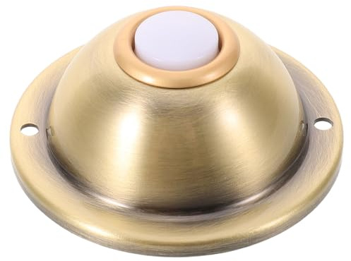HAMPPLIES Pulsante Campanello Antico Rotondo in Ferro, Cablato, Colore Oro, per Ingresso Casa e Ufficio, Stile Vintage Decorativo