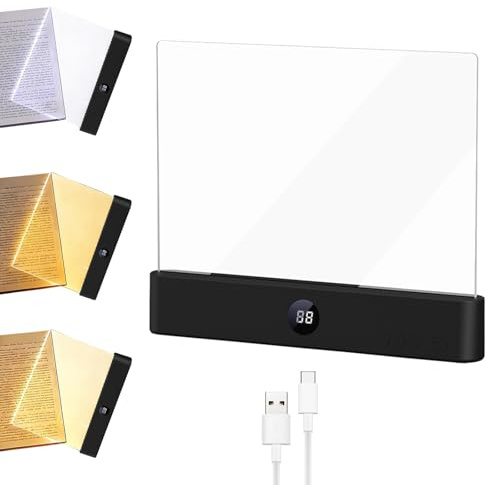 Tragbare Flaches Buchlicht, Smart LED Book Light, Leselampe Buch, 3 Lichtfarben Dimmbares LED Buchlampe mit Timer, Wiederaufladbare Buch Leselampe, Intelligente Lese-lampe Geschenk für Buchliebhaber