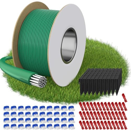 ORTOSUD 200m Cavo Perimetrale per Robot Tagliaerba + 100 Pali da Terra + 40 Connettori Cavo + 40 Terminali di Connessione, Set Completo Cavo Periferico Compatibile con Gardena, Bosch, Husqvarna