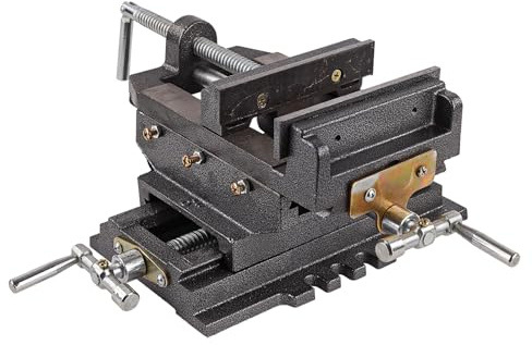 DEMA 2 Achsen Maschinenschraubstock 150 mm Backenbreite, Präzisions Schraubstock für Bohrmaschine und Fräse, verstellbar Längs und Querachse, stabile Ausführung, werkstattgeeignet