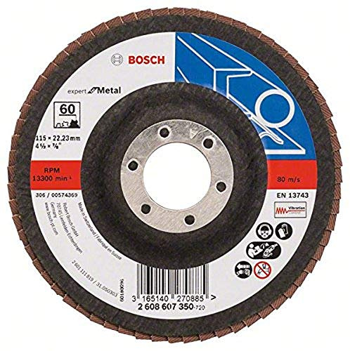 Bosch Accessories Professional Fächerschleifscheibe (für Winkelschleifer verschiedene Materialien, Ø 115 mm, Körnung 60), Schwarz