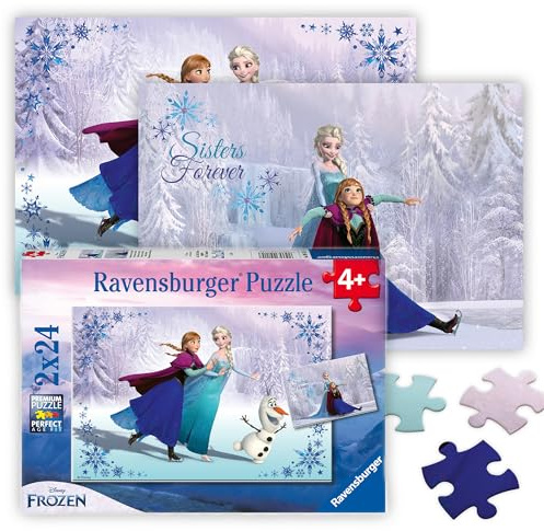 Ravensburger Kinderpuzzle - 09115 Schwestern für Immer - Puzzle für Kinder ab 4 Jahren, Disney Frozen Puzzle mit 2x24 Teilen