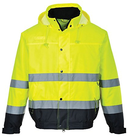 Portwest S266YNRS Hi-Vis tvåfärgad bomberjacka, vanlig, storlek liten, gul/marinblå