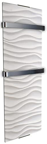 CHEMIN'ARTE Scaldasalviette riscaldato electtrico 1200W - Radiatore verticale - 120 x 6 x 46 cm - IP24 - grigio con ondulazioni - Design moderno, kit di installazione