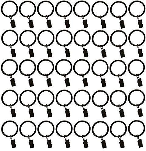 TEJATAN - 2 Inch - Set of 40 - Metal Curtain Rings with Clips and Eyelets - TEJATAN (Also Known as Rings with Curtain Clips/Curtain Clip Rings/Drapery Rings)