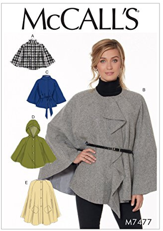McCall 's Patterns Schnittmuster Cape und Gürtel, Mehrfarbig, Größen lrg-xxl-p, Mehrfarbig, 152 x 213 cm