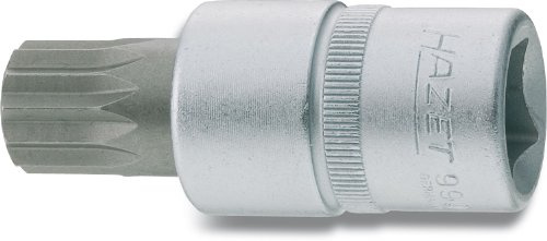 HAZET Schraubendreher-Steckschlüsseleinsatz 990-10, Kurze Ausführung | 1/2 Zoll (12,5 mm) Vierkant hohl, Antrieb 1/2 Zoll (12,5 mm) Vierkant hohl, Abtrieb Innen Vielzahn Profil XZN, Ø 23 mm, 79 g