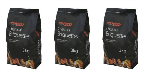 3 X Bar-Be-Quick 3kg Holzkohle Briketts- Hochqualitative Kohle mit Langer Brennzeit für EIN heißeres Grillerlebnis.