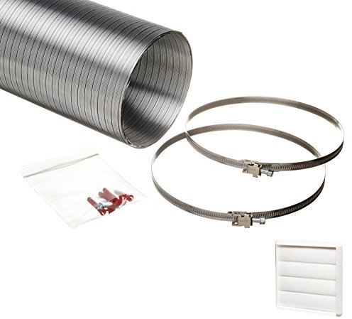 Universal 150mm Cooker Hood Ducting Kit Semi Rigid Aluminium 152mm Internal Diameter Hose Length 3.0 Metre with White 4 Flaps Gravity Grille