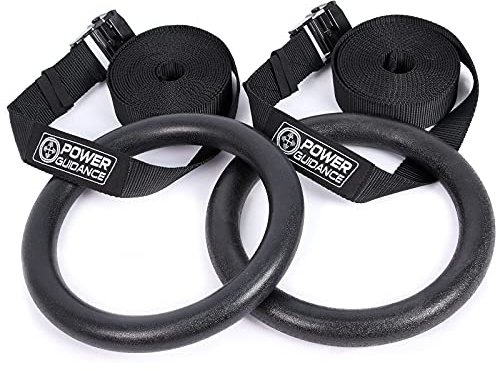 POWER GUIDANCE Turnringe Holz Gymnastikringe aus mit verstellbaren Buckles Straps für Home Gym, Indoor Training, Cross Fitness Klimmzüge & Krafttraining