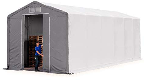 Lagerzelt Zelthalle 6x12 m mit Schiebetor - durchgehende PVC Plane 850 N - Wasserdicht 4m Seitenhöhe