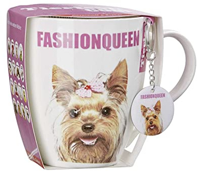 Ritzenhoff & Breker Jumbotasse mit Anhänger, Fashionqueen, 600 ml, Geschenkset mit Hund-Motiv