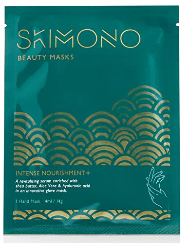 Skimono Hydrating Hand Mask Gloves for Dry Hands Repair (1 Pair), Moisturising Hand Treatment Gloves with Shea Butter, Collagen, Aloe Vera & Hyaluronic Acid, Spa Gloves for Soft, Smooth Skin