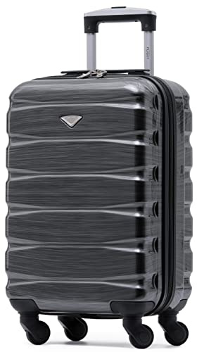 Flight Knight Handgepack Trolley Koffer Kompatibel Mit Air Berlin, Lufthansa, Eurowings, easyJet, Ryanair Und Viele Mehr! Gepack Koffer Mit 4 Rollen. 55x35x20cm ABS Leichtgewicht Reisekoffer