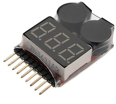 Battery Low Voltage Tester, 2Pcs RC Lipo Alarm Buzzer Indicator Checker with LED, for 1s-8s Li-Po/Li-ion/Li-Mn/Li- Fe Battery. (Without Shell)