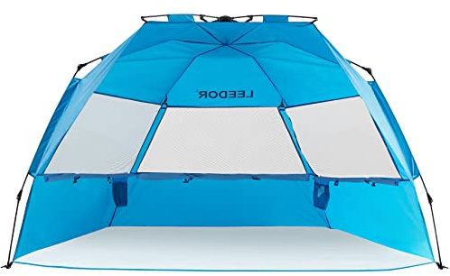 Leedor® Beach Tent Sun Shelter Instant Beach Umbrella Easy with UPF 50+ UV Portable Windproof Pop Up Shade for 3 to 4 Person for Family Patent Pending