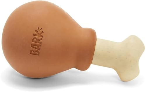 Bark Dog Toy Super Chewer Turkey Drumstick - Small, Chicken Scented Naural Rubber, Easy to Grip & Chew, Built to Last