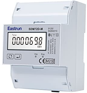 Eastron Low-Cost DIN Rail 100A Three-Phase Electricity Meter with MID, EMC & LVD certifications - Pulse Output 2 1000imp/kWh 72/4P(SDM72D-M-MID V2)