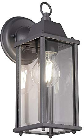 Britalia Anthracite Outdoor Vintage Down Lantern Rectangular Wall Coach Light | 1 x E27 Lamp Bulb Required (Not Included) | IP23 Exterior Rated | Garden & Patio