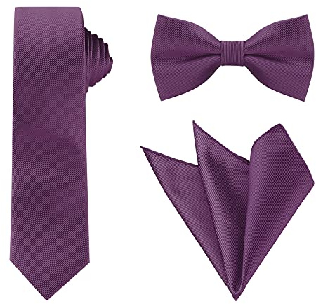 Allegra K Juego De Corbatas Para Hombre Corbata De Moño Corbata De Moño Cuadrado De Bolsillo Color Sólido Para Bodas Negocios Morado Oscuro Talla única