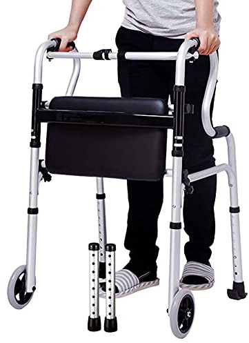 Gehstock, Krücken, älterer Walker Tragbarer Rutschfester, Rutschfester Walker aus Aluminiumlegierung Leichter, zusammenklappbarer vierbeiniger Spazierstock mit Sitz