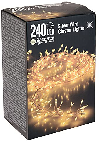 Spetebo Cluster Micro Lichterkette 240 LED warmweiß - 240 cm - Büschel Leuchtdraht Drahtlichterkette mit Netzteil für Innen und Außen