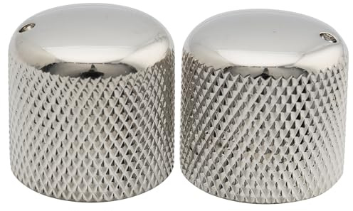 Musiclily Pro Inch Fein 24 Zähne Stahl Potiknopf Push-on Dome Knobs 18mm mit Indikator Punkt für USA E-Gitarre oder Bass, Nickel (2 Stück)
