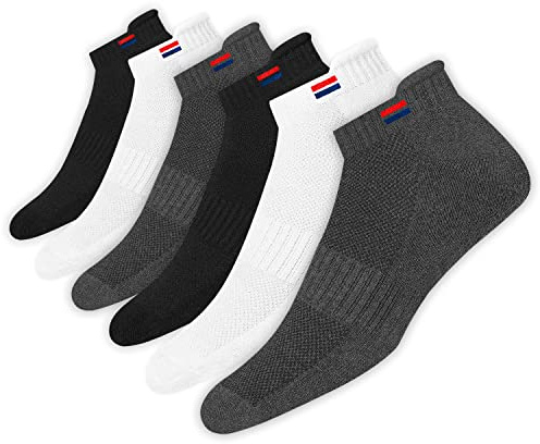 NAVYSPORT 6 par sneakers strumpor män kvinnor sportstrumpor bomull korta strumpor, Flerfärgad (6-pack), 35-38 EU