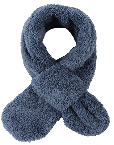 Pesaat Winter Kids Fleece Scarf Solid Baby Boys Girls Scarves Wrap Cross Collar Children Neck Warmer for Toddler 1-6Y (Airy Blue)