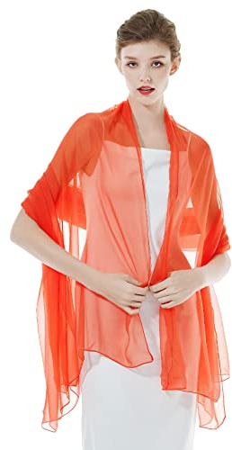 BEAUTELICATE Damen Stola Schal für Abendkleider Sheer Leichter Umschlagtücher Tücher Wraps Bolero Sommer für Festlich Hochzeit Braut 17 Farben (Orangerot, Einheitsgröße)