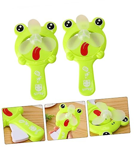 Veemoon 2pcs Hand Pressed Frog Fan Mini Handheld Fan for Summer Outdoor Activities Portable and Lightweight for Travel Camping Daily Use