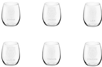 Vaso personalizable 39cl (lote de 6) Mabouteille.fr® – Estilo de vidrio whisky personalizado grabado láser con logotipo, cita, apodo, fecha… [ Vidrio personalizado con nombre]