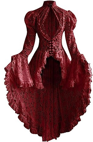 Susenstone Robe Renaissance Costume Médiéval Femmes Costumes d'Halloween Robe à Manches Longues Robes Victoriennes pour Vintage Cosplay Costume Dames Robe de Cosplay Costume Cocktail Costumes Fête