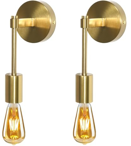 YSGUYILT Wandlampe Innen Industrial Wandleuchte E27 Wandlampen aus Gold Metall Vintage Wandleuchten für Schlafzimmer Wohnzimmer Garage Veranda Flur (Keine GlüHbirne)-Gold