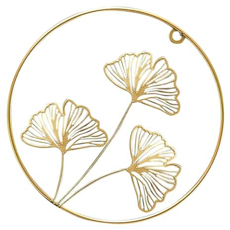 TOPBATHY Ginkgo Biloba Wanddekoration Statuendekor Außendekoration Aus Metall Golddekor Metalldekor Für Den Außenbereich Kreisblatt Ginkgo-wandornament Zum Aufhängen Eisen Wandbehang Hohl