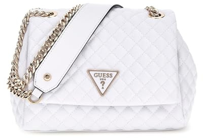 GUESS Rainee Quilt Convertible Xbody Flap Bag White