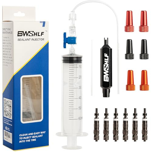 Tubeless Sealant Injector with Presta Valve Core Removal Tool, Tire Sealant Injector for Tubeless Tire Sealant Syringe for Mountain Bicycle Road Bike MTB