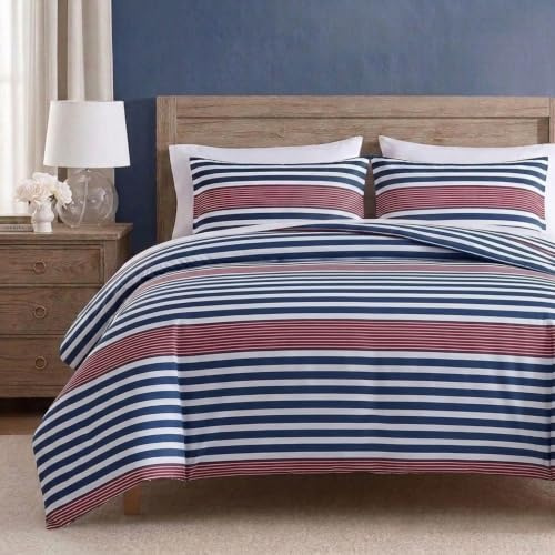Nautica - Queen Comforter Set, Ultra-Soft Striped Bed Set with Matching Shams, Medium Weight Cozy Bedding, Americana Decor (Kennedy Navy)