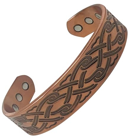 MnB Magnetics Magnetarmband aus reinem Kupfer im keltischen gewebten linearen Design - extra starke Magnete, M, Kupfer