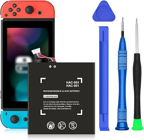 Batterie de rechange Li-ion pour HAC-003, 4800 mAh, super haute capacité, compatible avec Nintendo Switch 2017 HAC-001, HAC-A-BPHAT-C0 HAC-S-JP avec kit d'outils de réparation DIY