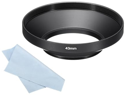 PATIKIL 43mm Paraluce, Ampia Superficie Opaca Antiriflesso Interno con Panno per Pulizia per Obiettivo Fotocamera, Nero