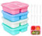 Bugucat Snack Boxes 600ML, 4 Pack Snack Containers with 3 Compartments, Reusable Bento Snack Box for Kids Adults, Microwave & Dishwasher Safe, BPA Free