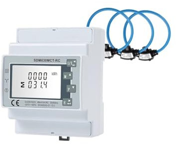 AIRUIXI Compteur d'énergie Compteur d'énergie triphasé à Trois Fils avec Bobine Rogowski SDM630MCT-RC + 3 pièces ESCT-RC100/150(SDM630MCT-RC(Only))
