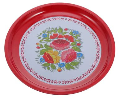 PAMINGONO Roter Vintage Emaillierteller Chinesischer Stil Servierteller Für Snacks Obst Gemüse Robustes Retro-emaillegeschirr Für Zuhause Büro Festlichkeiten Leicht Zu Reinigen Vielseitig
