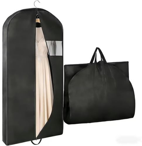 VIDSTW 60 x 127Cm Lange Kleidersack Kleidersack Anzugtasche (Schwarz) | Faltbar Kleidersäcke mit Reißverschluss Kleidersack Reisetasche Kleidersäcke Mottensicher für Anzüge Hemden Jacken