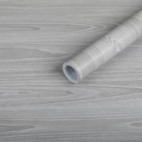 Honcet Vinyl Wrap Wood Effect 30x300cm,Sticky Back Plastic Wood Grey for Furniture, Self Adhesive Wallpaper Roll for Kitchen Wall
