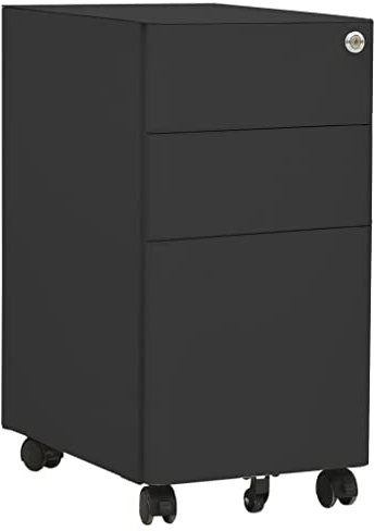 Aktenschrank mit Rollen Anthrazit 30x45x59 cm Stahl, Aktenschränke, Schränke