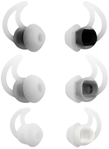 Ersatz-Ohrstöpsel aus Silikon, Größe S/M/L, 3 Größen, kompatibel mit Bose QC20, QC20i, QC30, IE2, SoundSport, IE3, SIE2i, Gummi, Weiß, 3 Paar